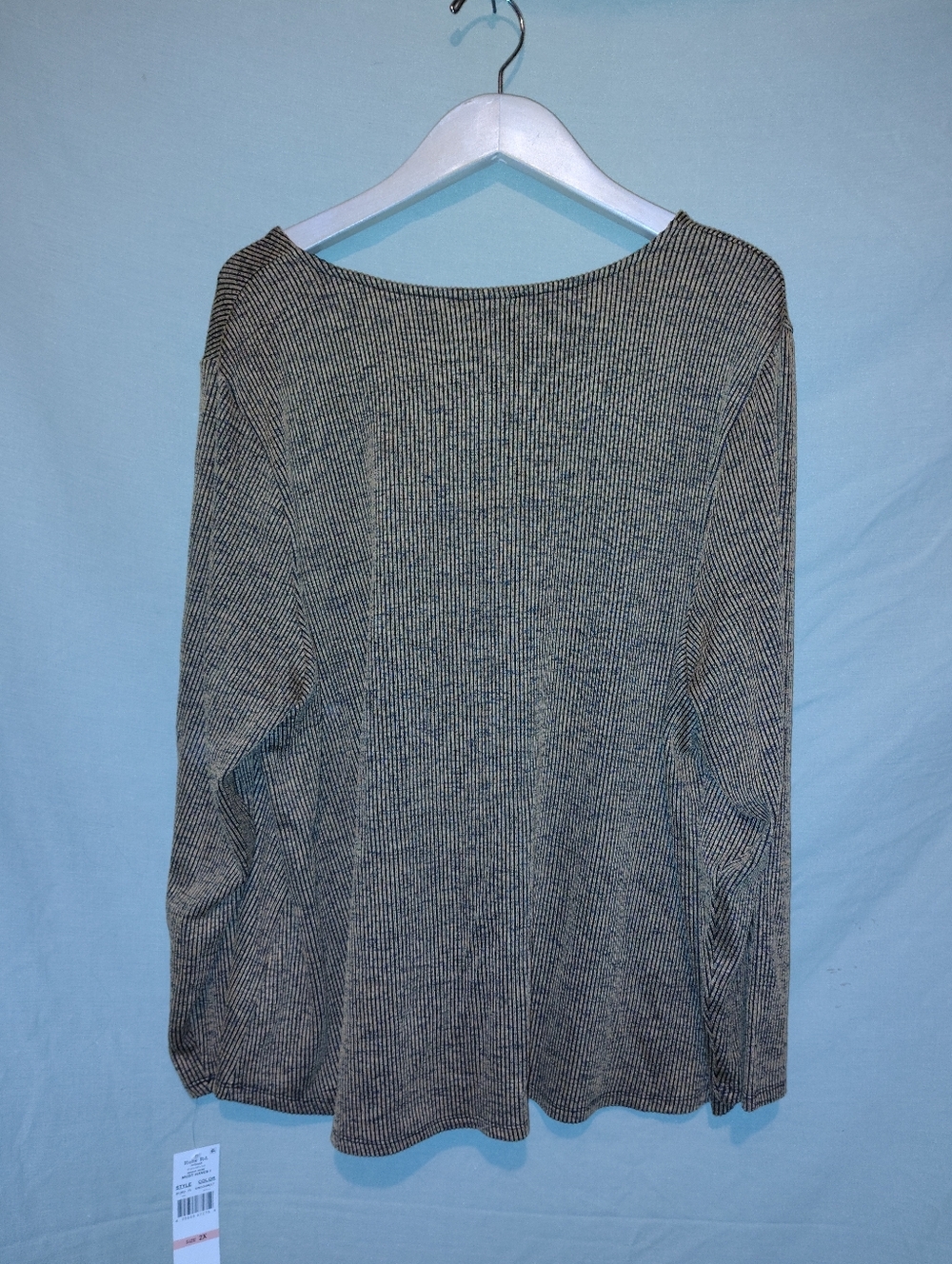 NWT Ruby Rd. Gold Multicolor Knit Top, Long Sleeve with Ring Detail - Picture 5 of 6